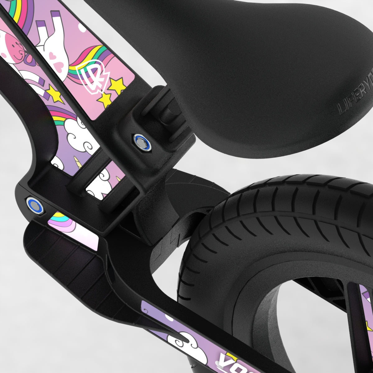 LIFERYDER VOGUE Unicorn EVOLV graphics balance bike detail
