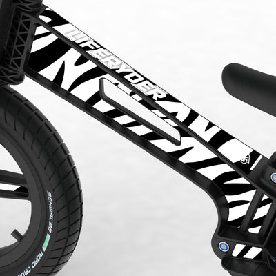 LIFERYDER VOGUE Zebra Stripes 12 inch air tyre balance bike rear view