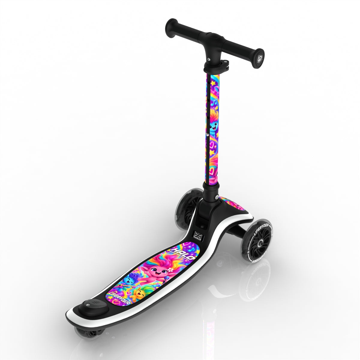 LIFERYDER HALO Fuzzy Beats three-wheel scooter, rear view