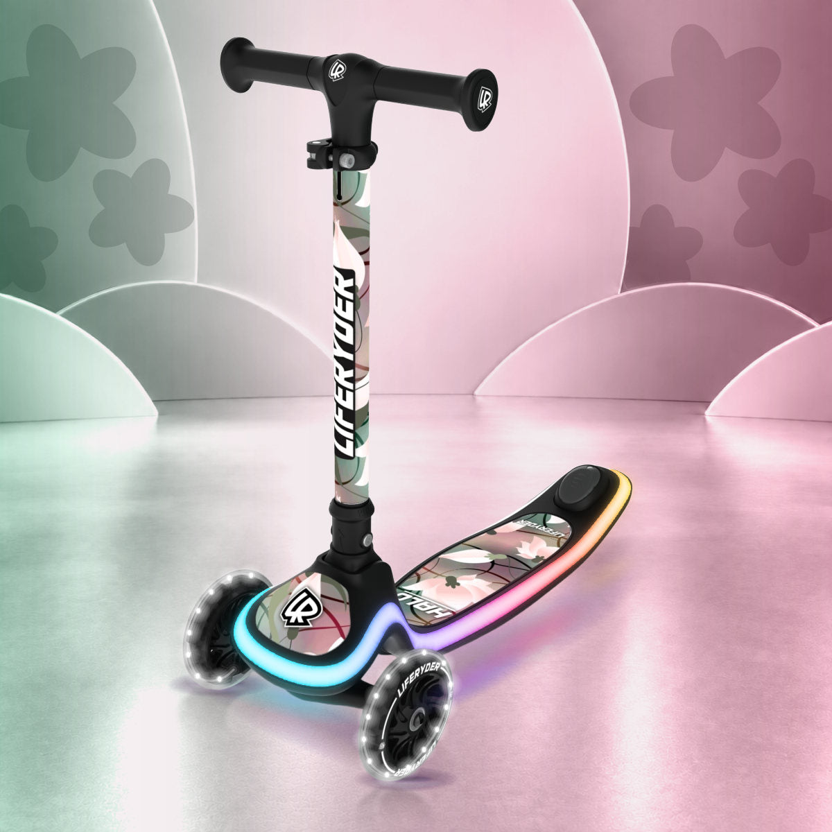 LIFERYDER HALO Lily three-wheel scooter, front three-quarter view