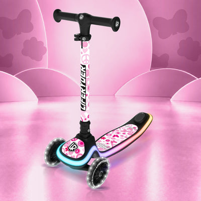 LIFERYDER HALO Peace & Love three-wheel scooter, front three-quarter view