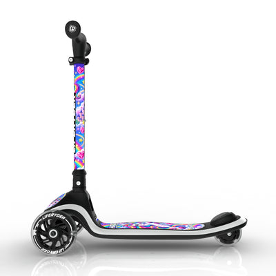 LIFERYDER HALO Rainbow Sparkle three-wheel scooter, side view
