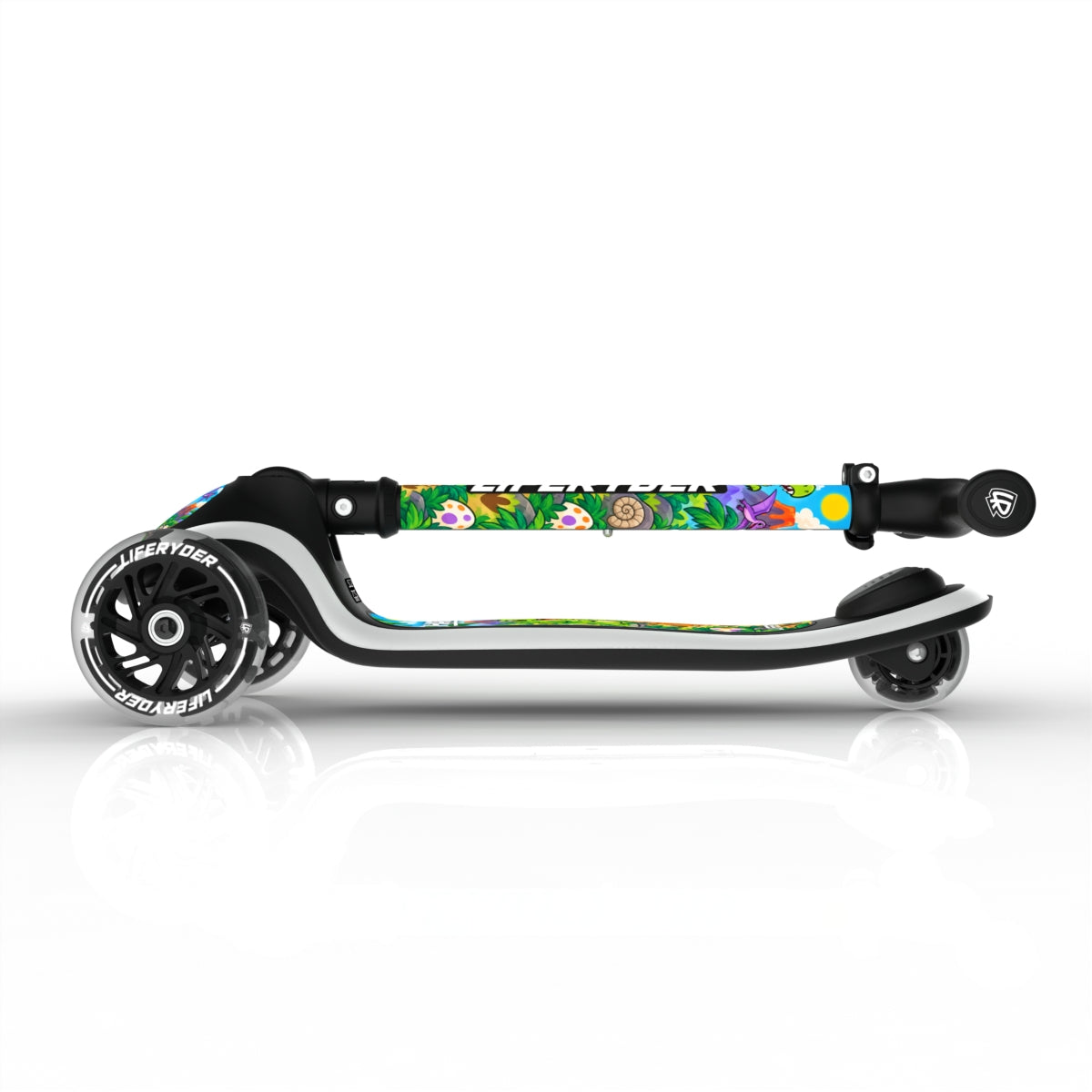 LIFERYDER HALO Roarsome three-wheel scooter, folded view